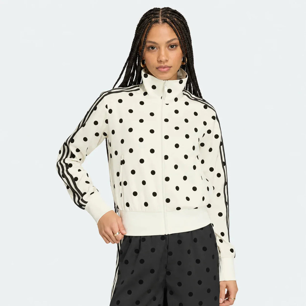 Satin PK Dots Track Top Off White