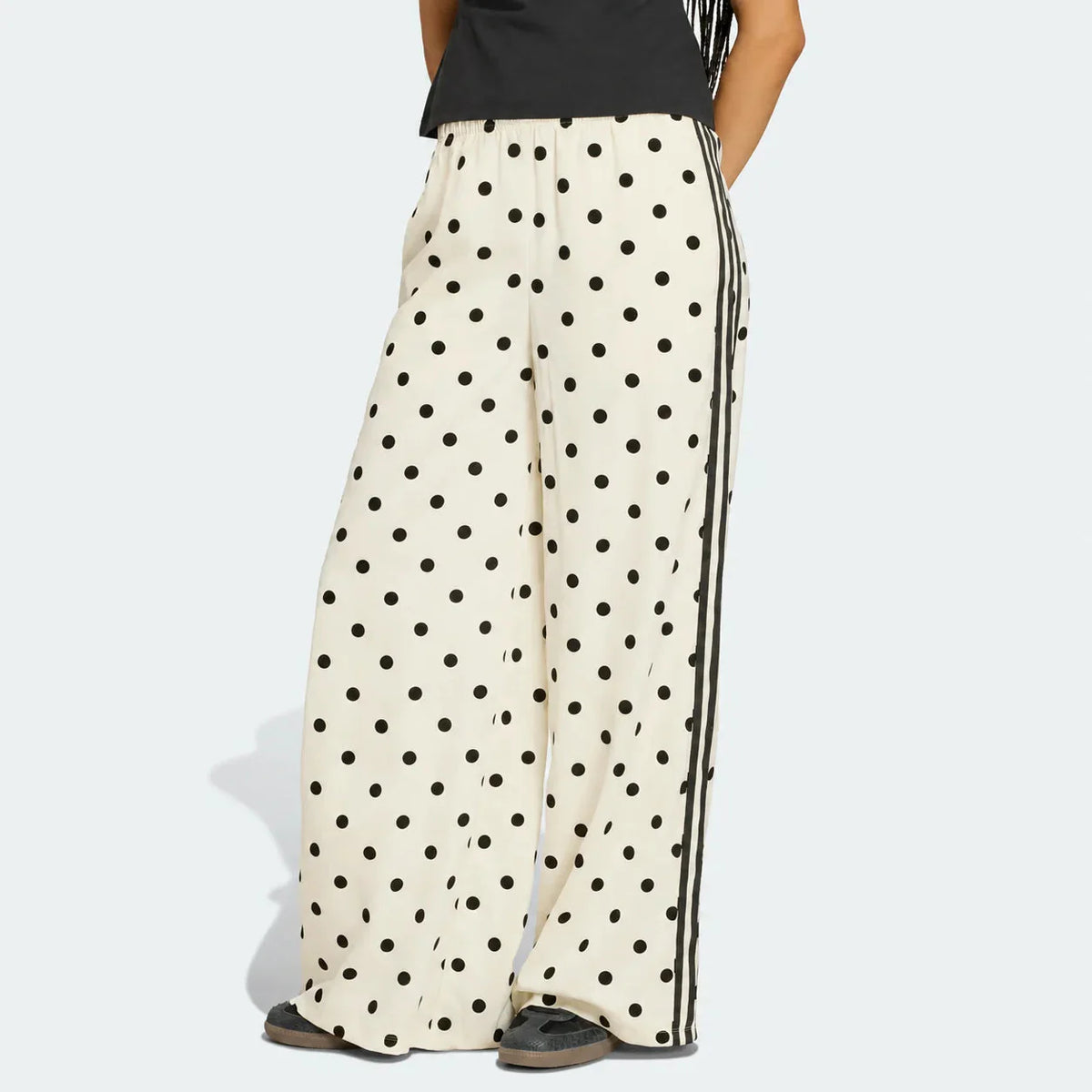 Satin PK Dots Wide Leg Pant Off White